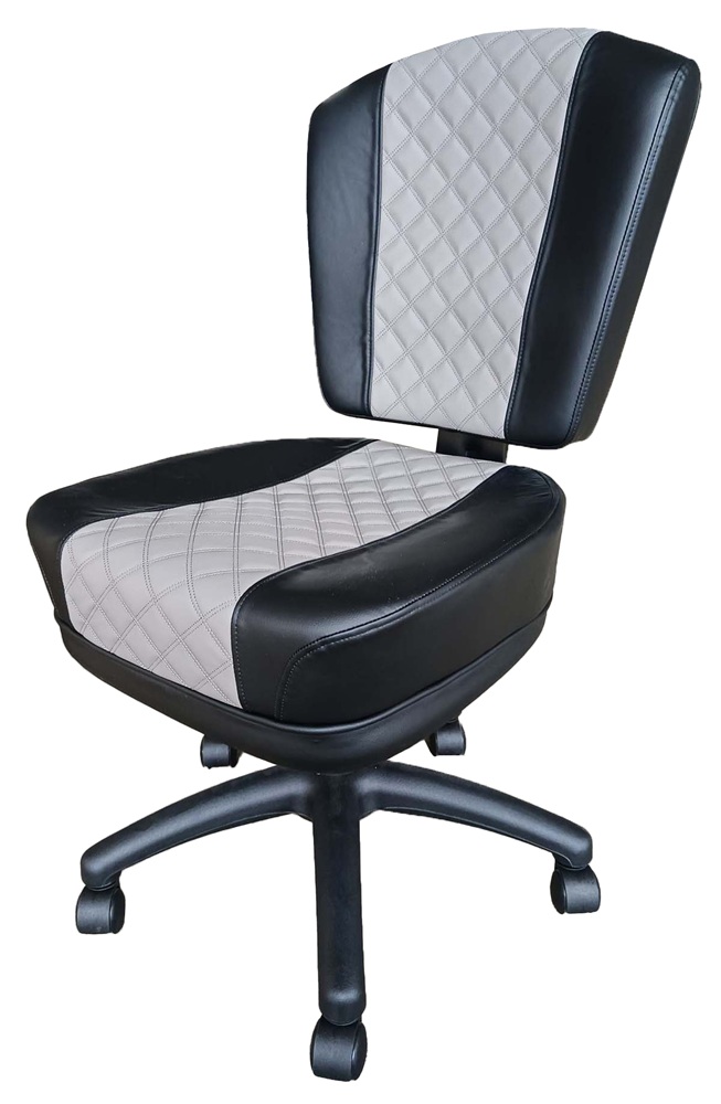 #9b has a gray center, on black seat & back Casino quality very comfortable mid-back chairs, tested to 550 lbs & has flex back design