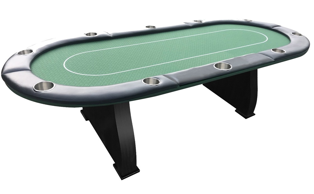 TheBestPokerSite 96" wooden legs 10 player Poker Table, Texas Holdem, green