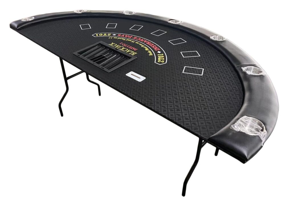 TheBestPokerSite 84" Blackjack Table - 37" tall folding metal Leg w/ black felt